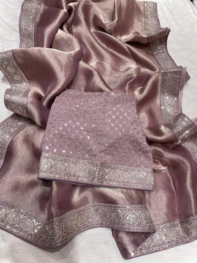 Jenila tissue Trendy Partywear Womem Sarees - Saffronfashionindia