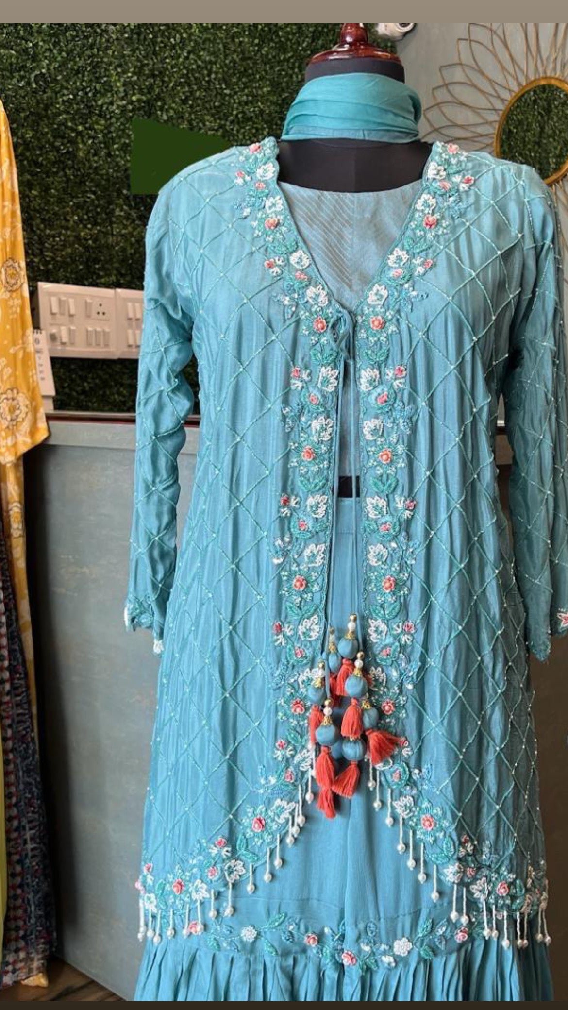 Firoza blue indowestern dress lovely dress - Saffronfashionindia