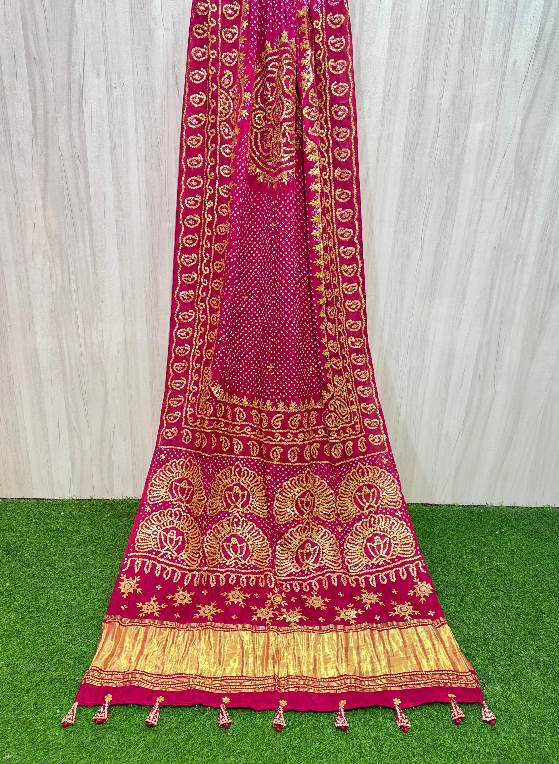 Rai Bandhani saree Gajji silk saree Indian traditional sari blouse SaffronFashion