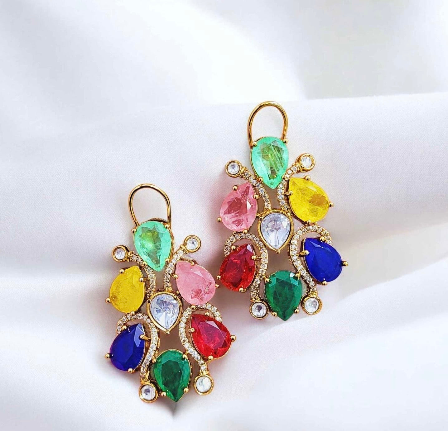 Stone earrings cocktail earrings double doublet earrings for women SaffronFashion