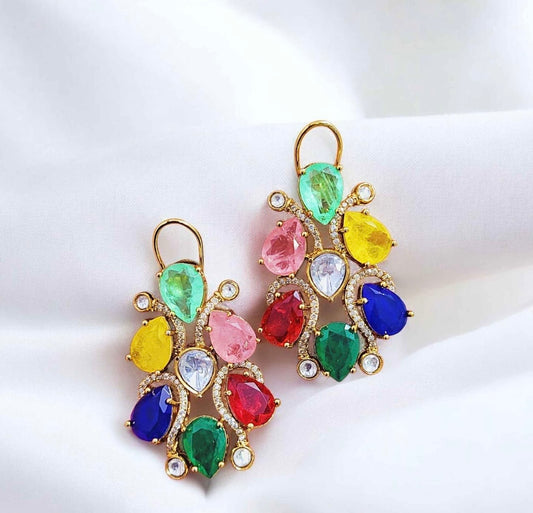 Stone earrings cocktail earrings double doublet earrings for women SaffronFashion