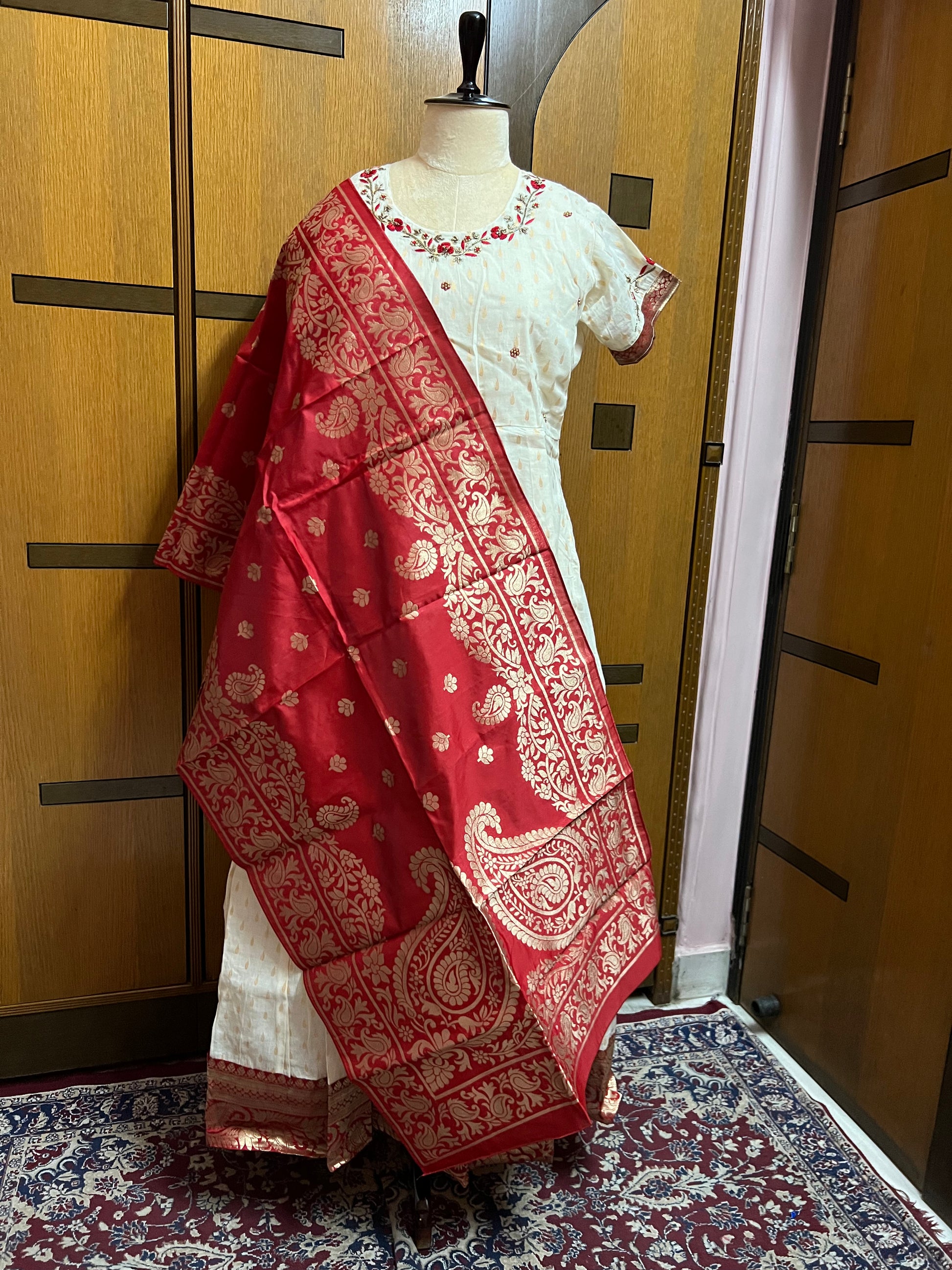 Red Anarkali inspired Kurti Set - Saffronfashionindia