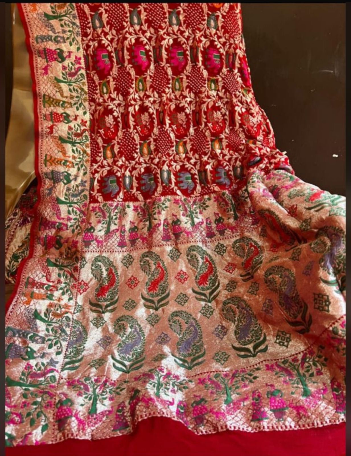 Handmade bandhani saree Banarsi saree Indian sarees blouse SaffronFashion