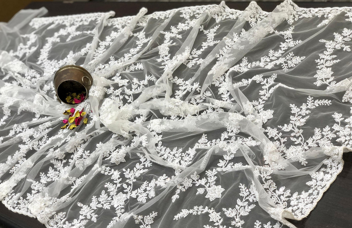 Royal white saree elegant saree luxury sari blouse SaffronFashion