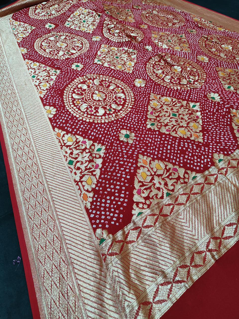 Saloni banarsi meenakari dupatta Bandhani dupatta - Saffronfashionindia