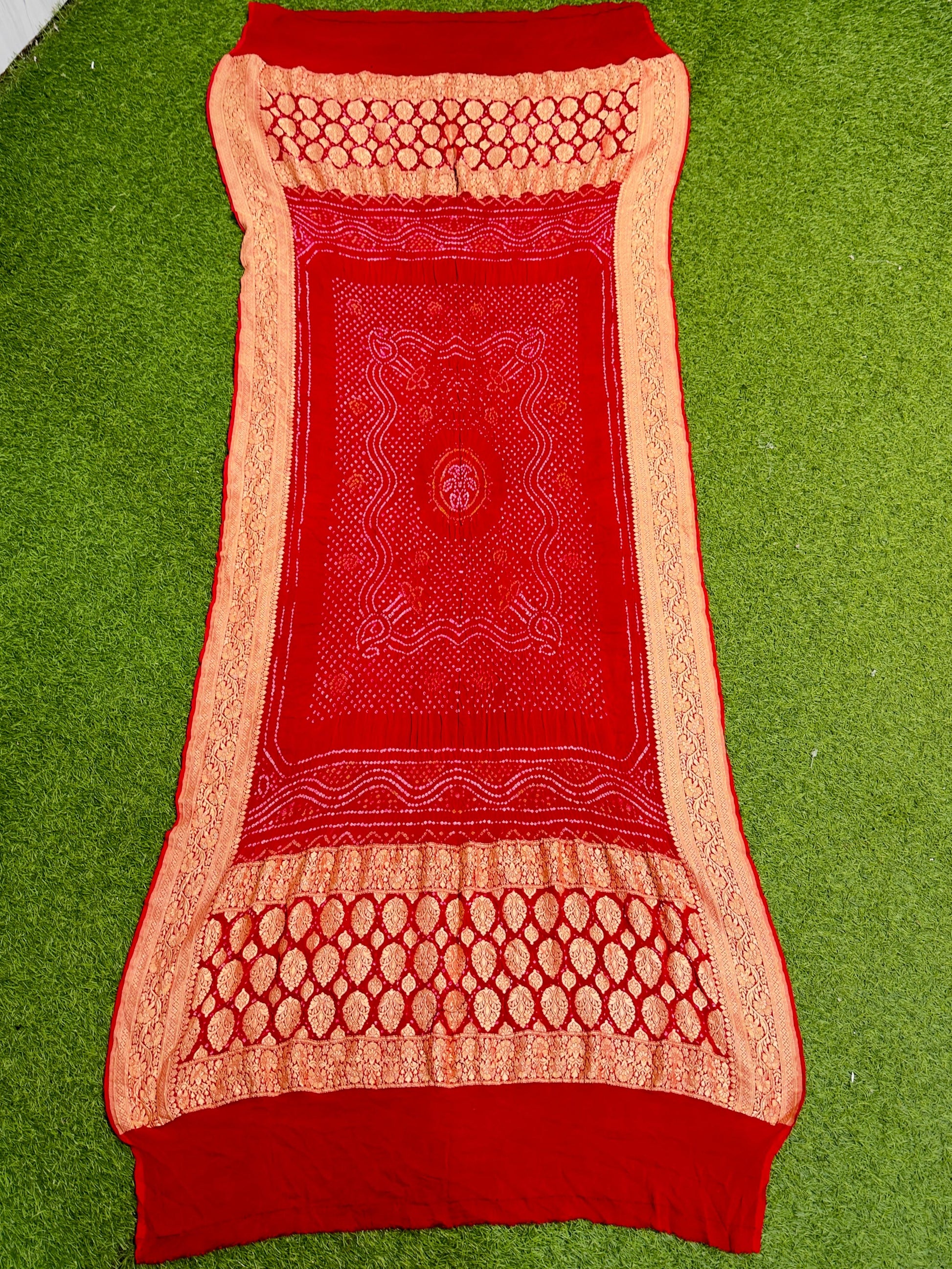 Red Banarsi dupatta gorgette dupatta Indian dupatta SaffronFashion