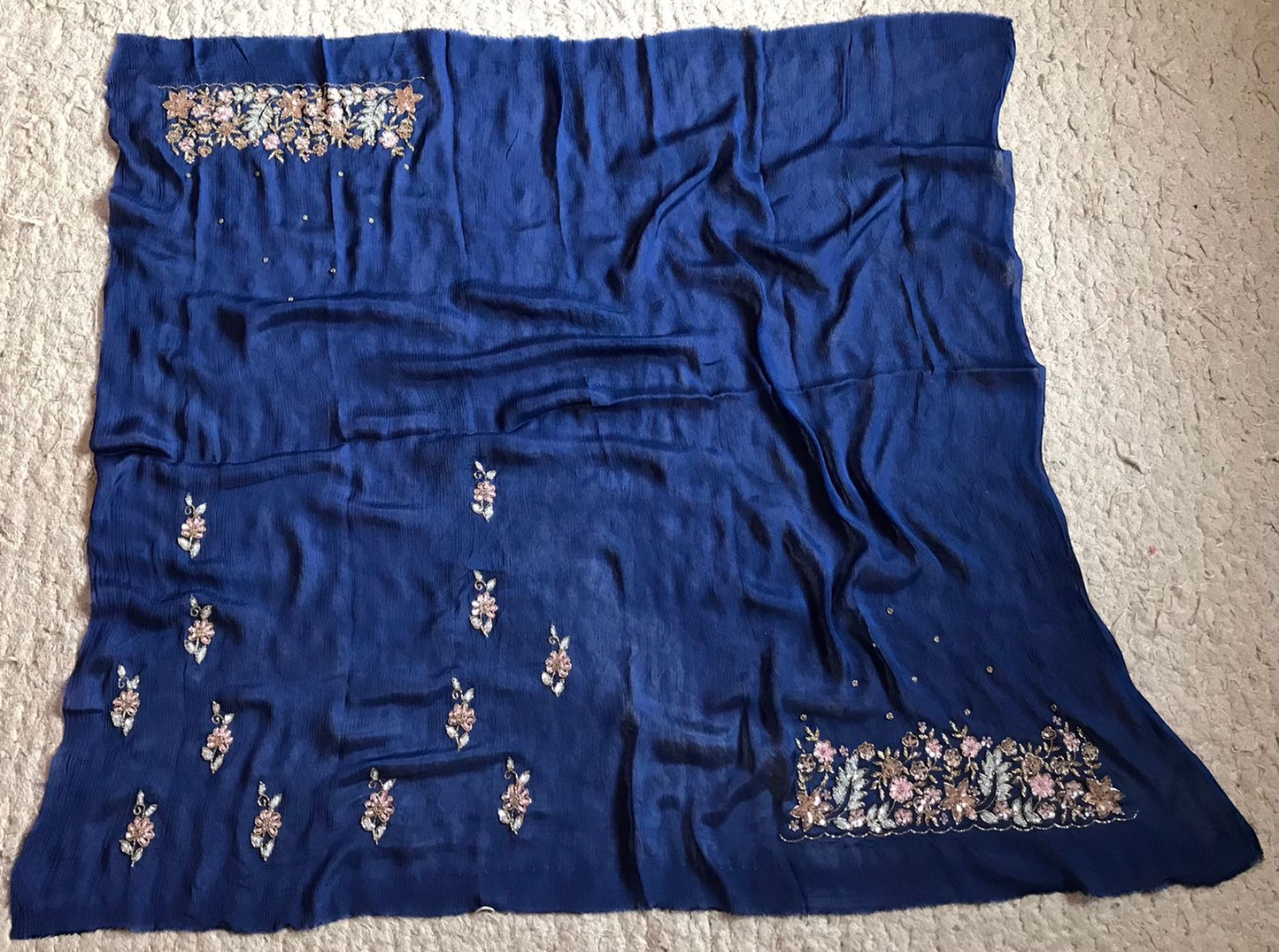 Chinon crepe saree draping saree shaded saree - Saffronfashionindia