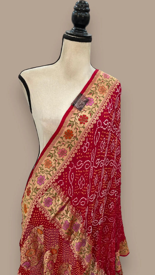 Bandhej dupatta Handlooms dupatta - Saffronfashionindia