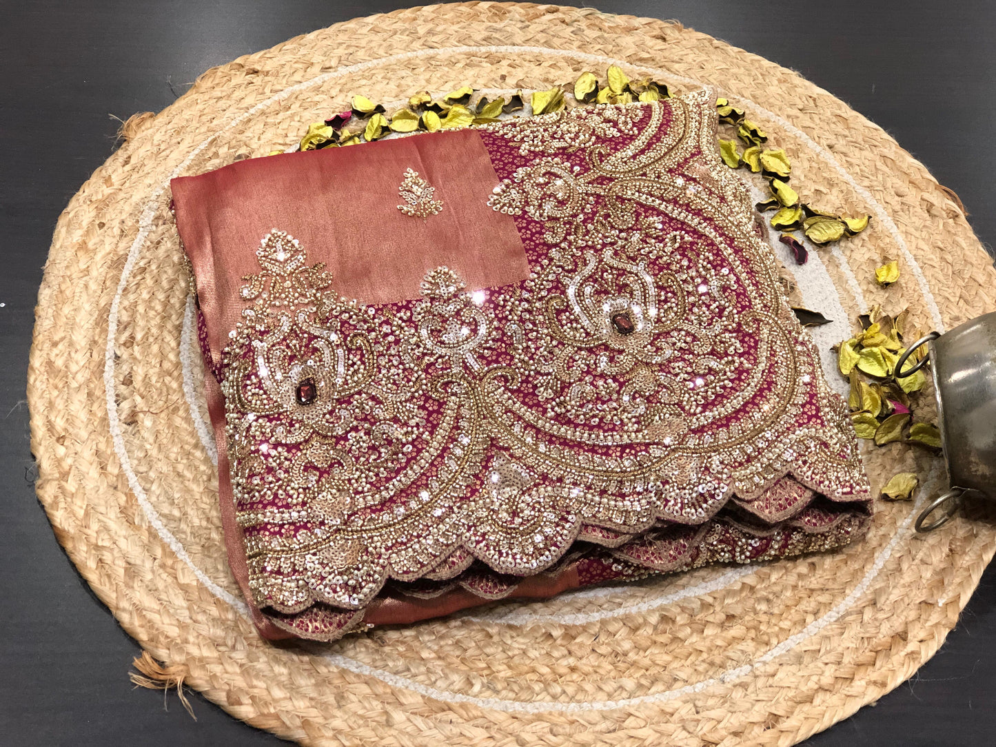 Dual tone pure Kanjeevaram saree wedding sari reception sarees blouse Saffronfashionindia