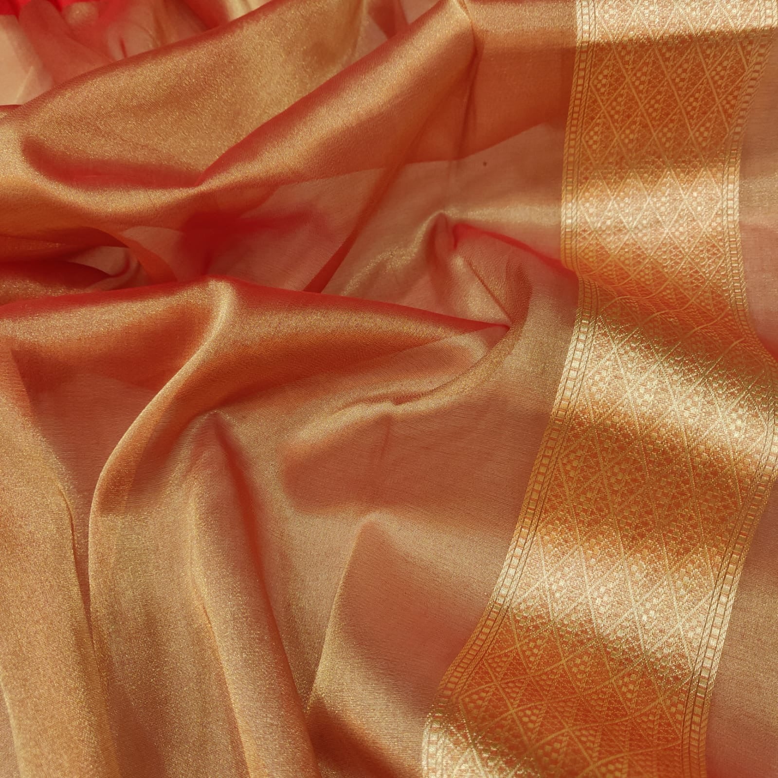 Laaju handwoven saree tissue saree blouse - Saffronfashionindia