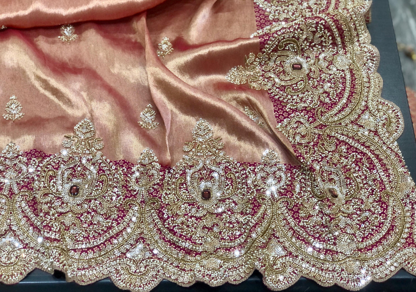 Dual tone pure Kanjeevaram saree wedding sari reception sarees blouse Saffronfashionindia
