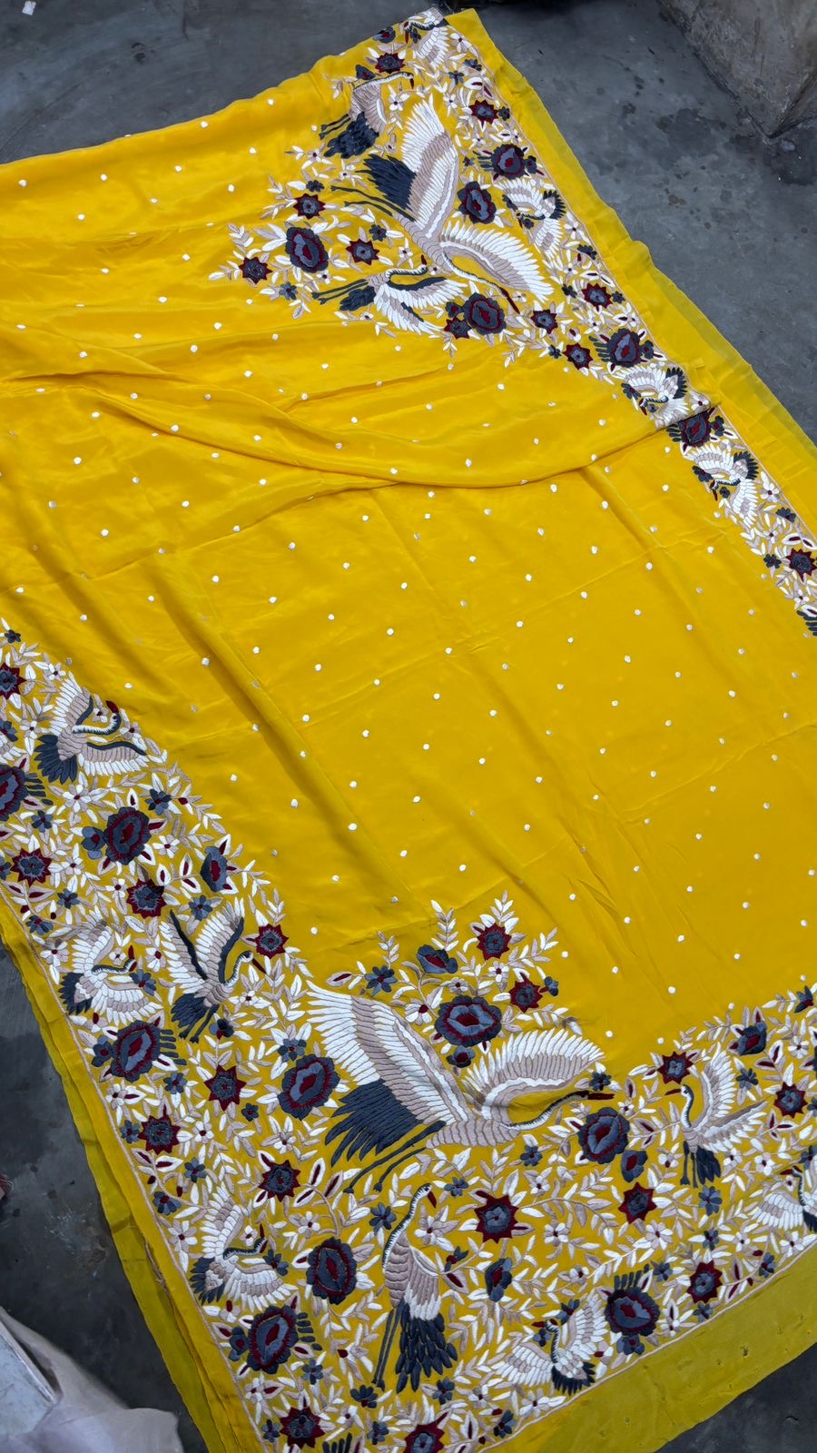 Yellow Parsi Gara saree Indian sarees traditional sari blouse set Saffronfashionindia