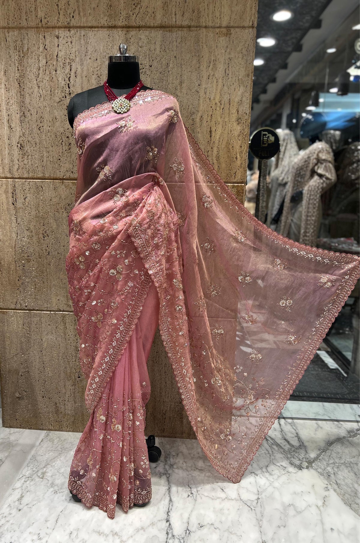 Elegant handwork saree floral sarees Indian sari blouse SaffronFashion
