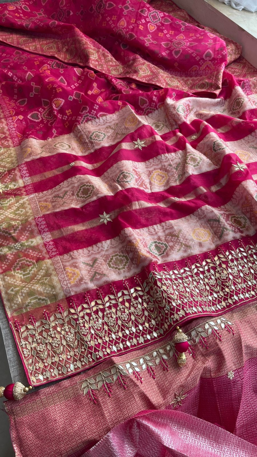 Kora Patola saree handmade saree zardosi saree - Saffronfashionindia