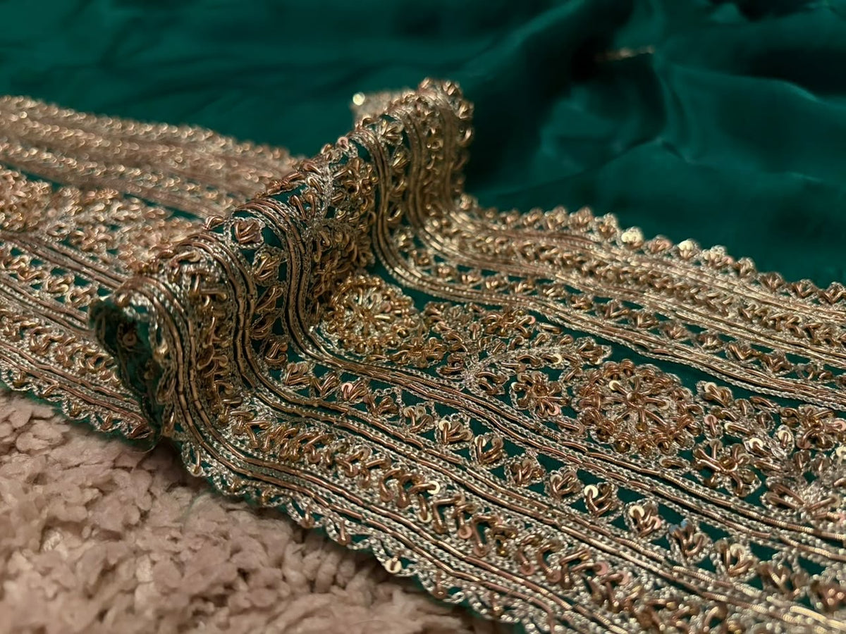 Green premium crepe satin silk saree designer inspired sarees blouse Saffronfashionindia