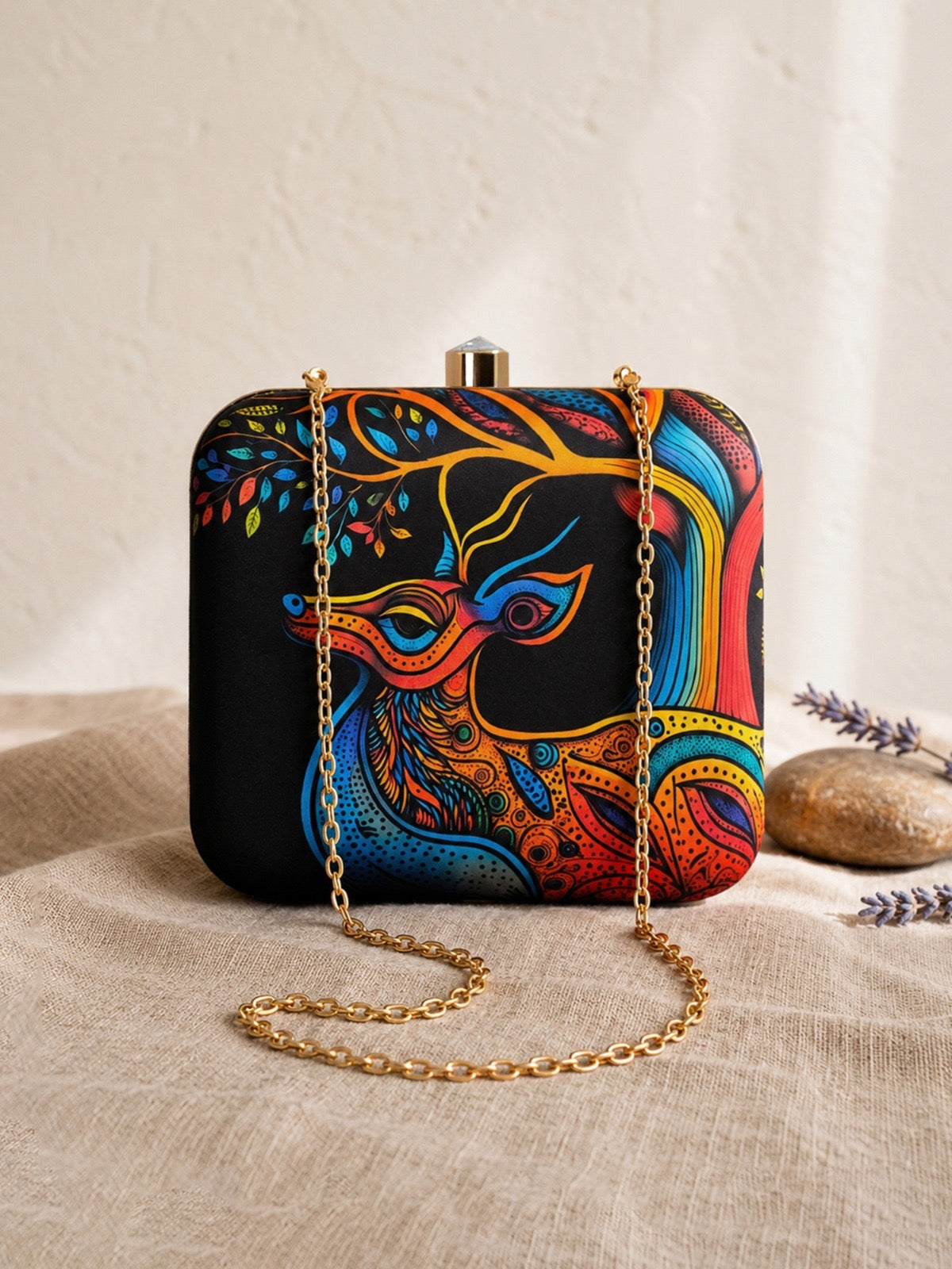Women clutch box printed clutch Partywear clutch box Saffronfashionindia
