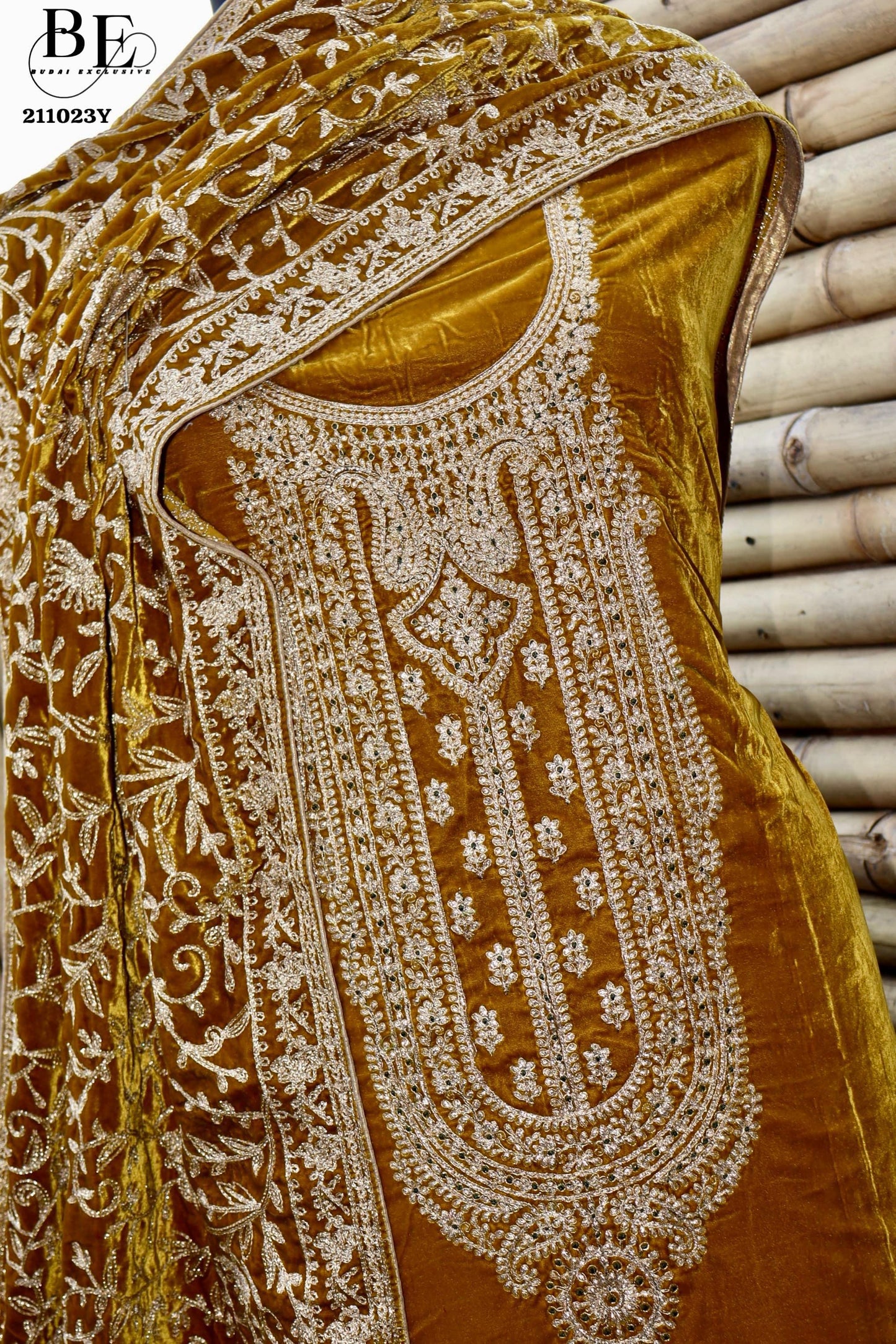 Embroidered Velvet Salwar Kameez - Saffronfashionindia