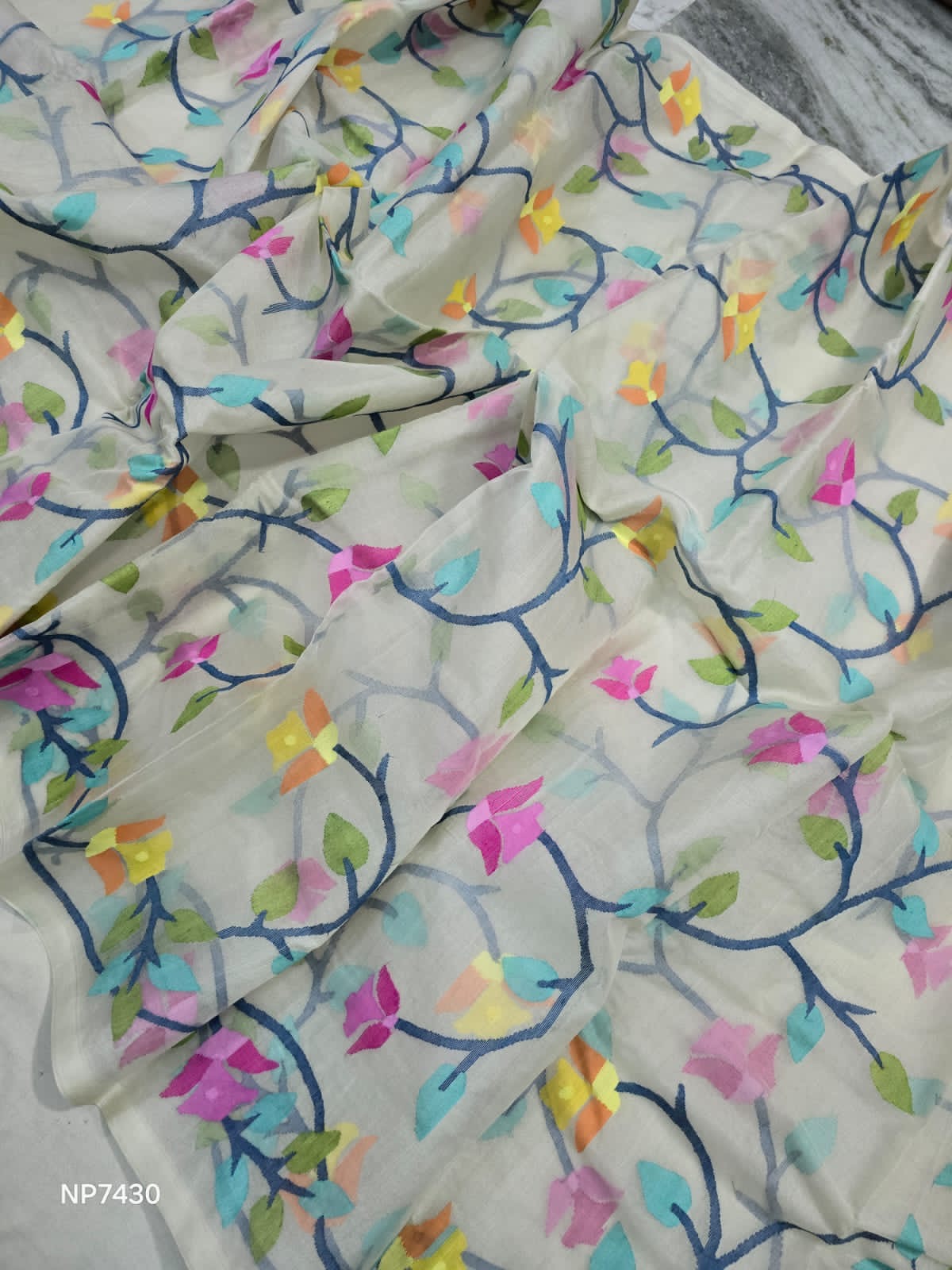 Zimanah Tantuj Jamdani Saree Handloom sari - Saffronfashionindia