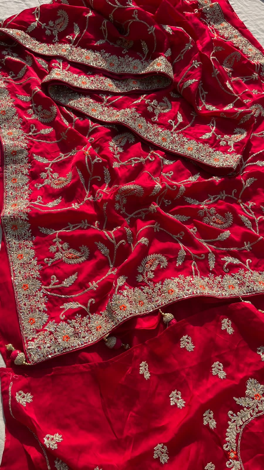 Bridal inspired Gajji Silk Saree Embroidered Sarees - Saffronfashionindia
