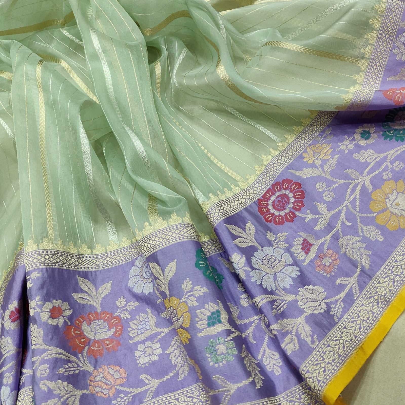 Numisha Kora silk saree handwoven saree SaffronFashion