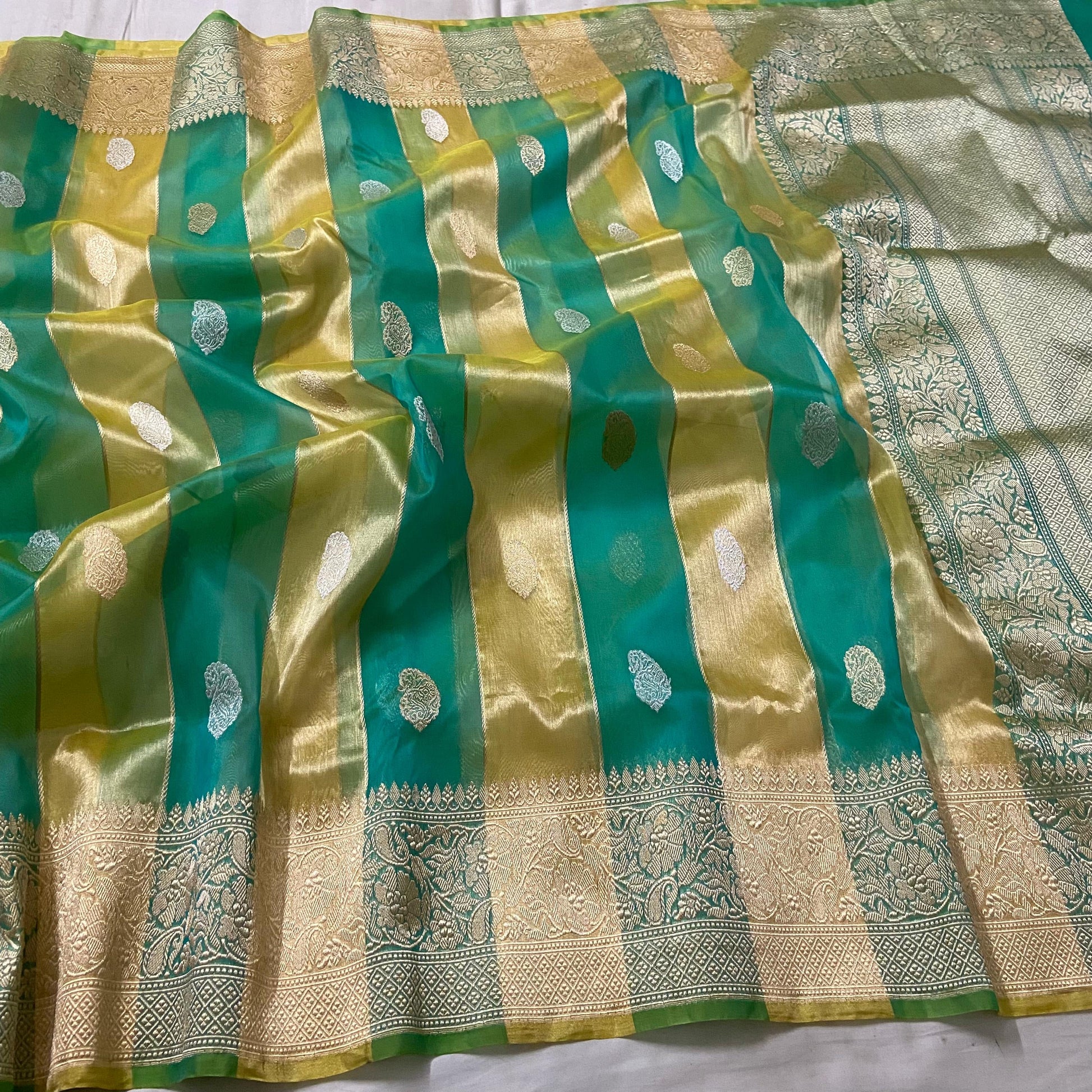 Rangkat tissue saree Banarsi sarees Indian saree blouse SaffronFashion