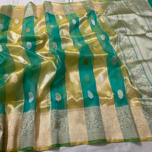 Rangkat tissue saree Banarsi sarees Indian saree blouse SaffronFashion