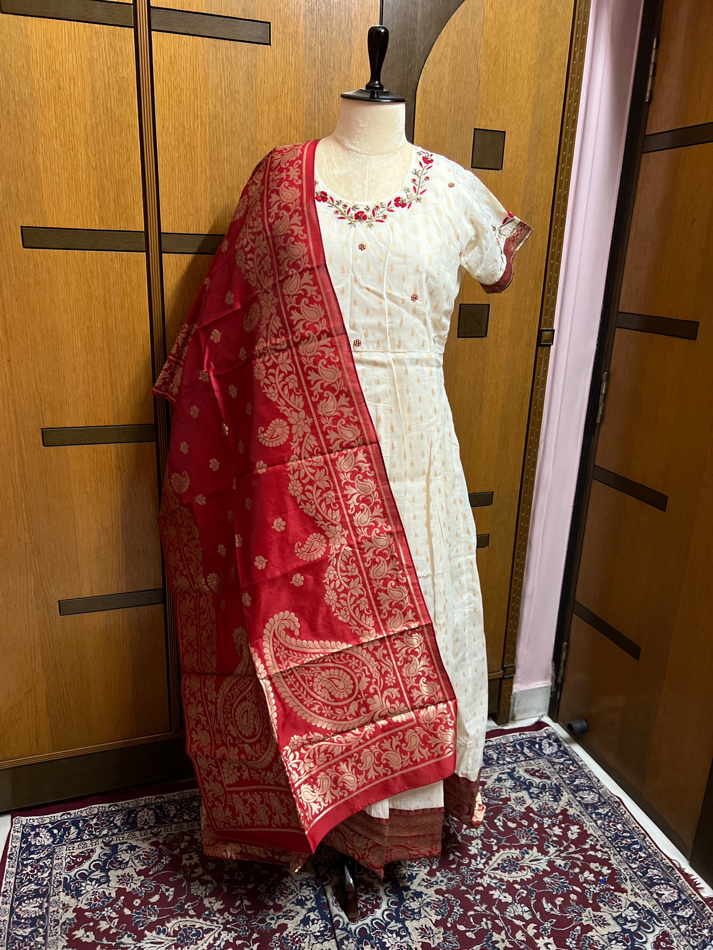 Red Anarkali inspired Kurti Set - Saffronfashionindia