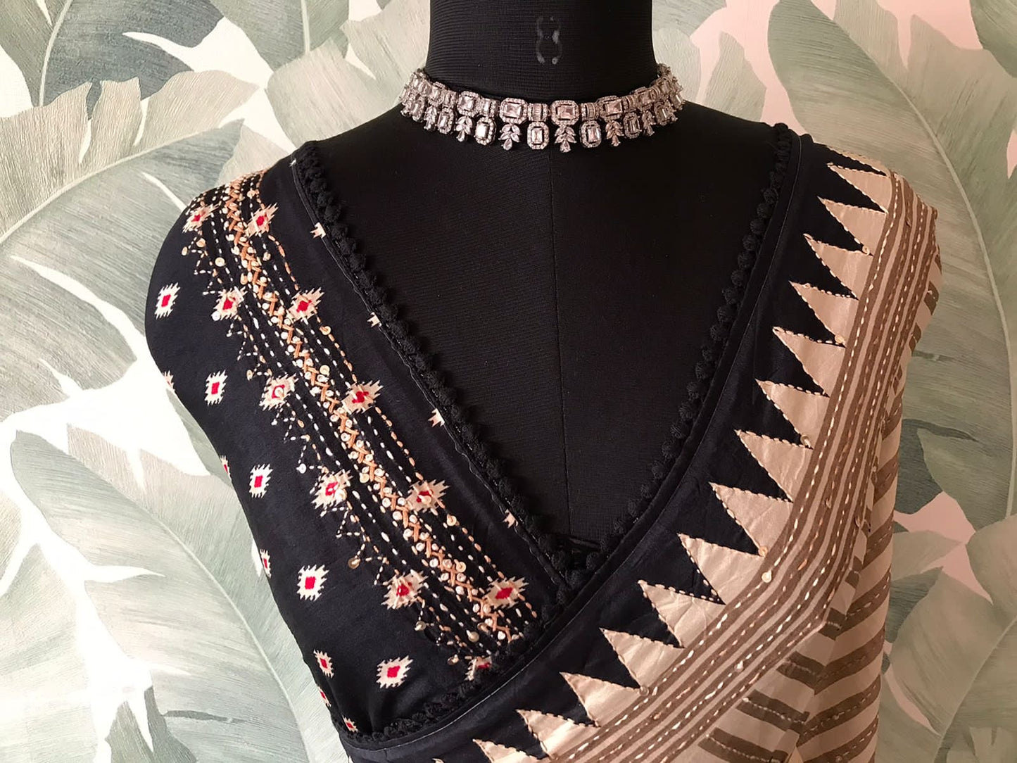 Kantha premium silk saree women sarees blouse Indian sari Saffronfashionindia