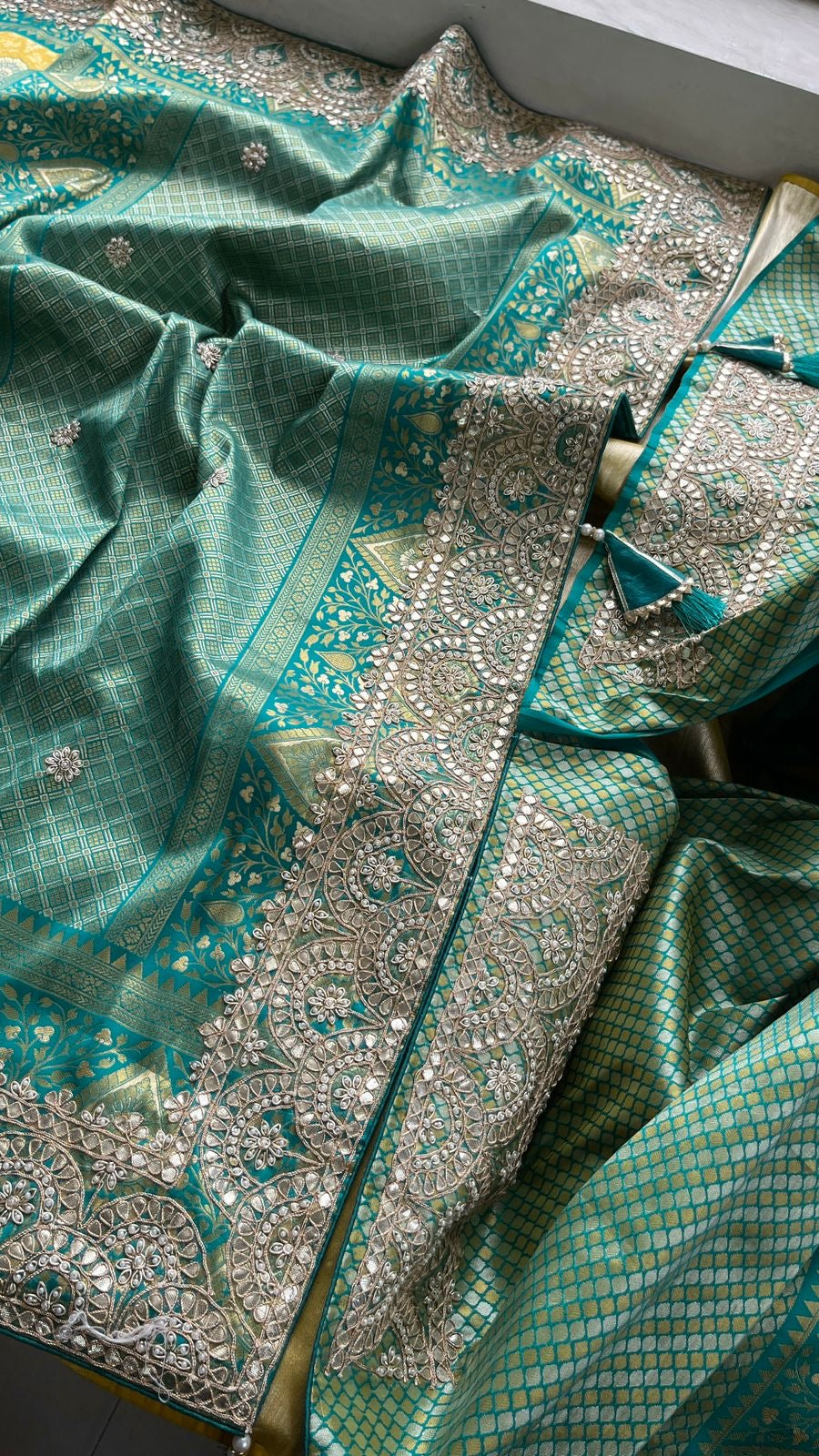 Banarsi Kanjeevaram saree gottapatti sarees - Saffronfashionindia