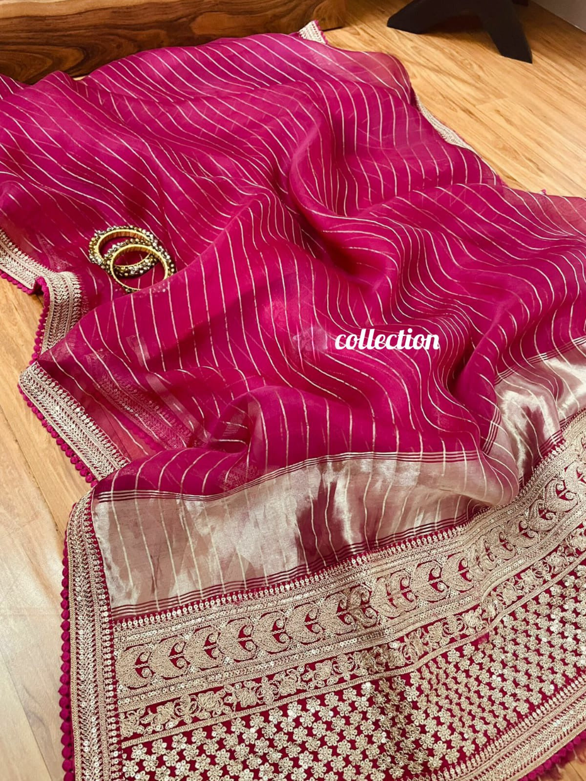 Weaved organza silk saree Zari saree women saree blouse - Saffronfashionindia