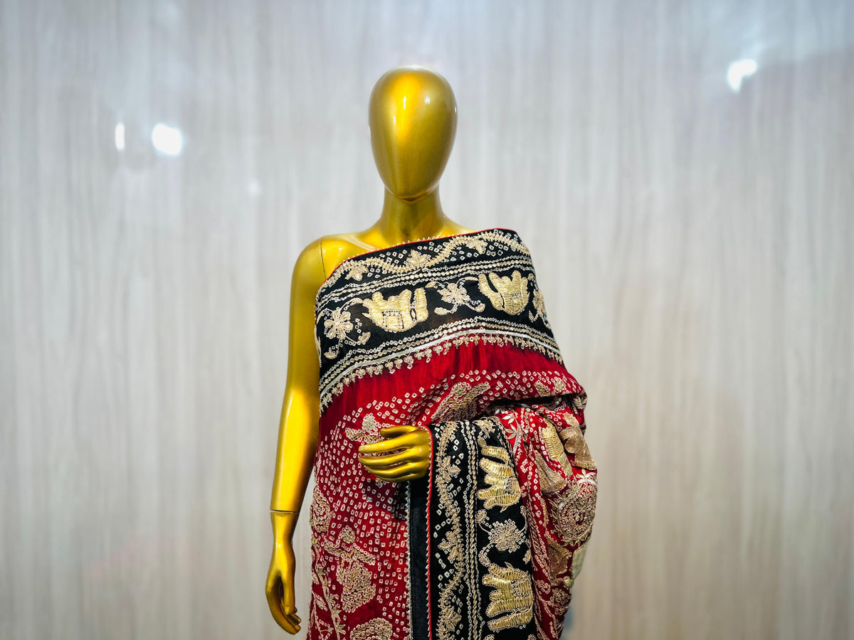 Handmade gajji silk designer saree traditional saree Indian heritage sari blouse for women SaffronFashion