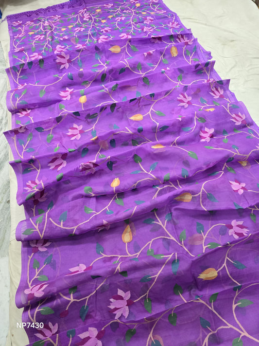Ruhani Jamdani saree handwoven sarees blouse - Saffronfashionindia