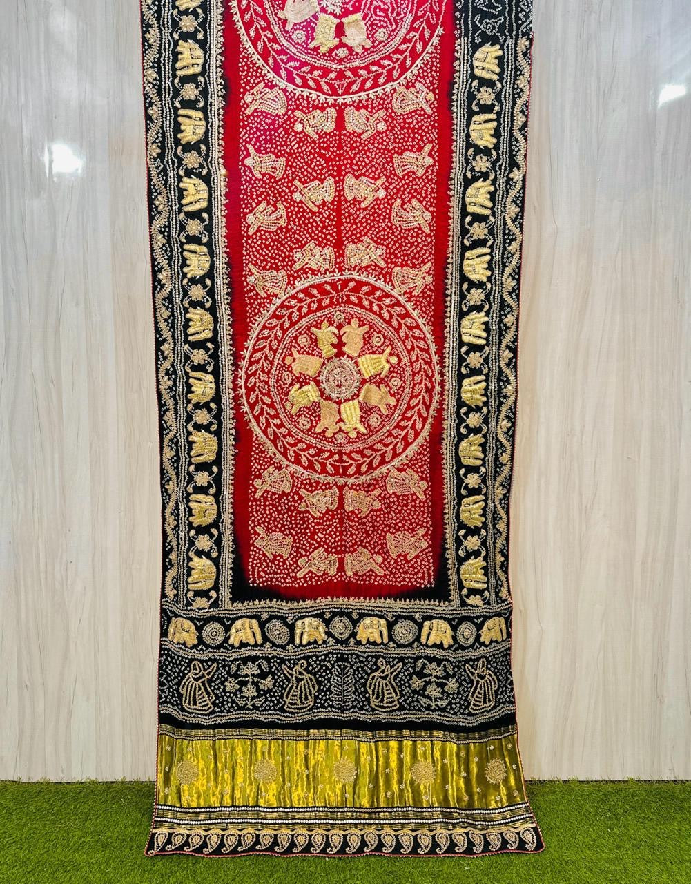 Silk bandhani saree wedding saree handmade sari blouse SaffronFashion
