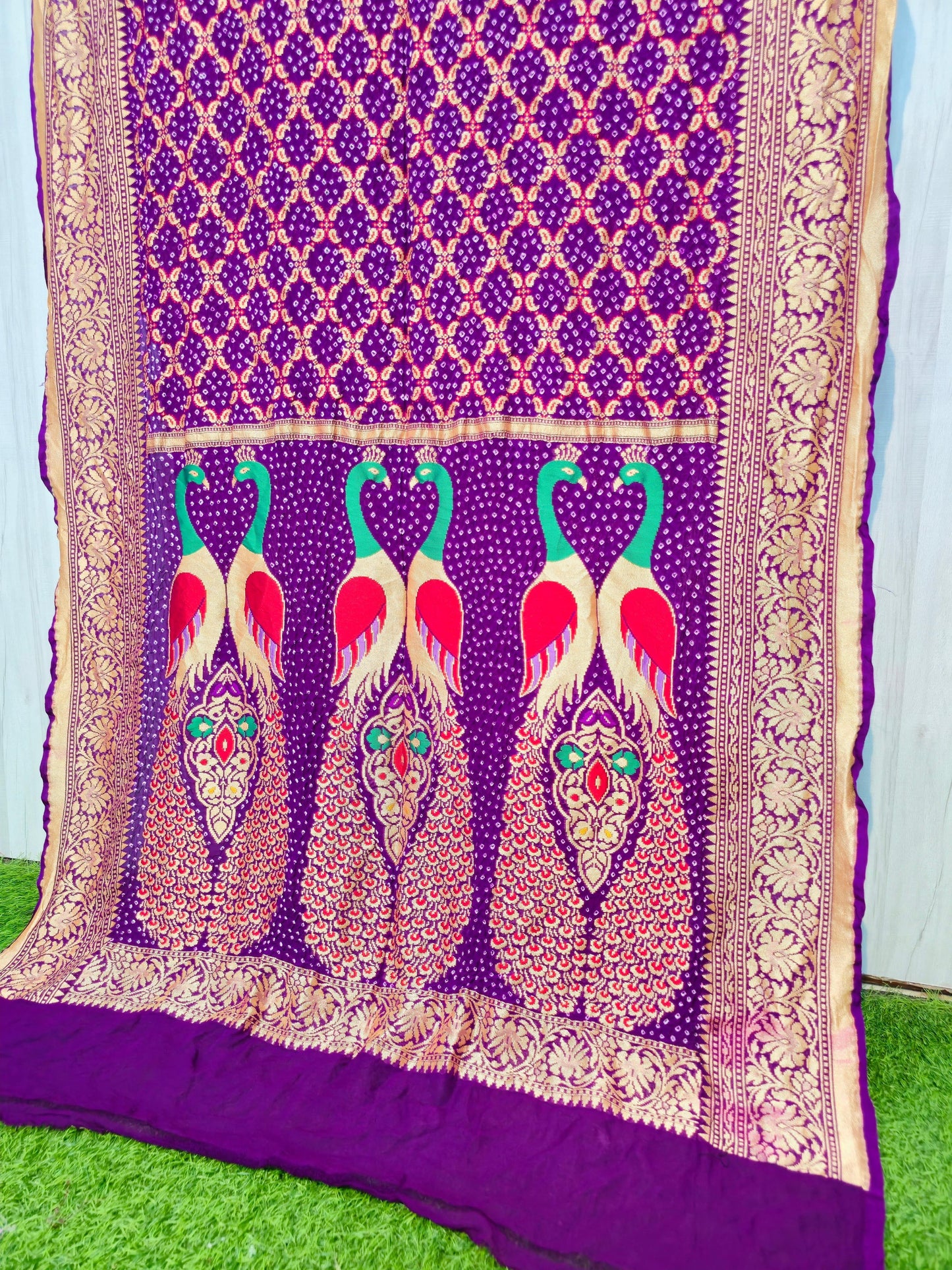 Purple Banarsi saree meenakari saree Indian sarees blouse SaffronFashion