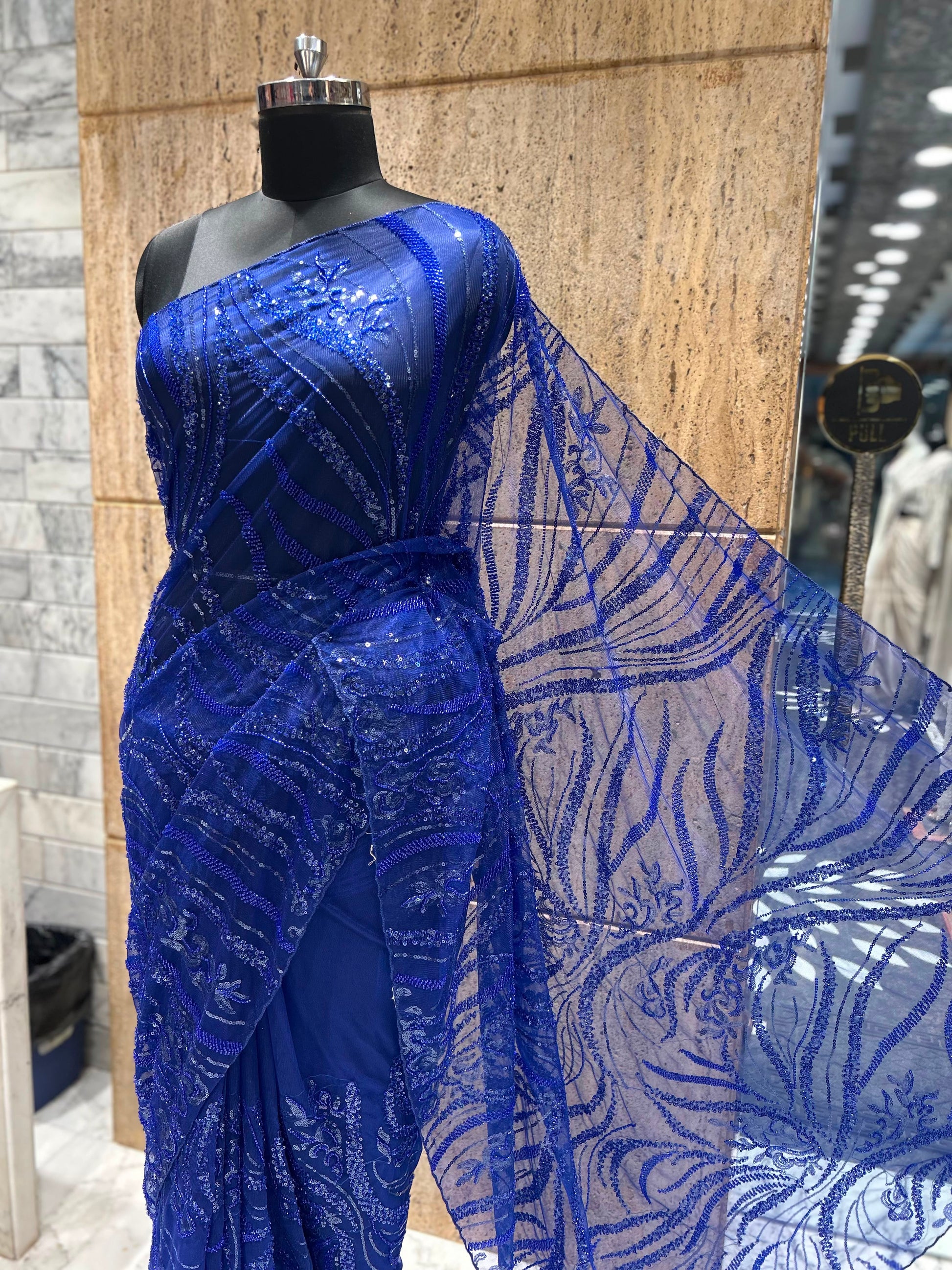 Designer net saree women sari blouse partywear sarees reception sari SaffronFashion