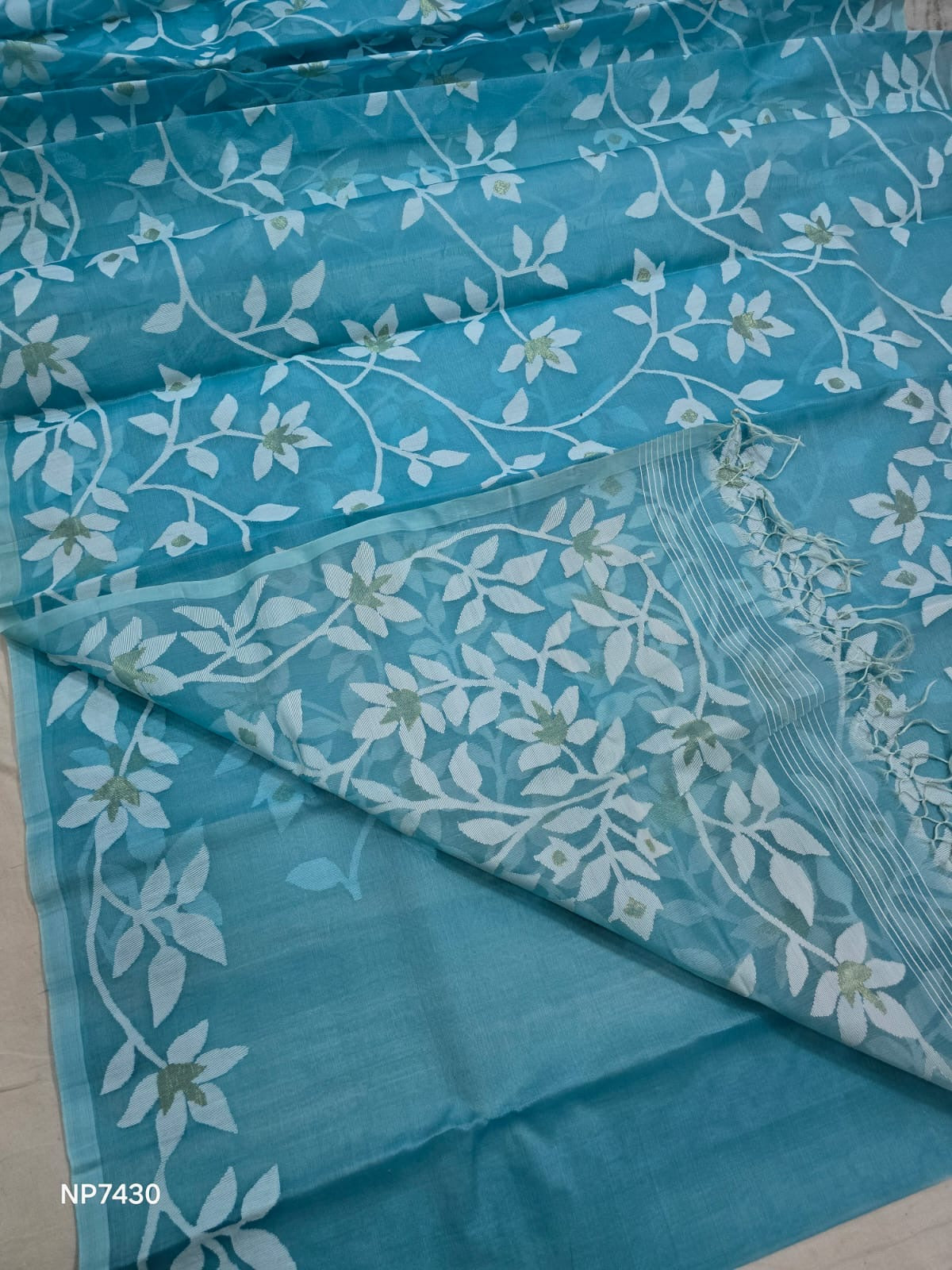Firoza muslin jamdani saree Tantuj Bengal sarees - Saffronfashionindia