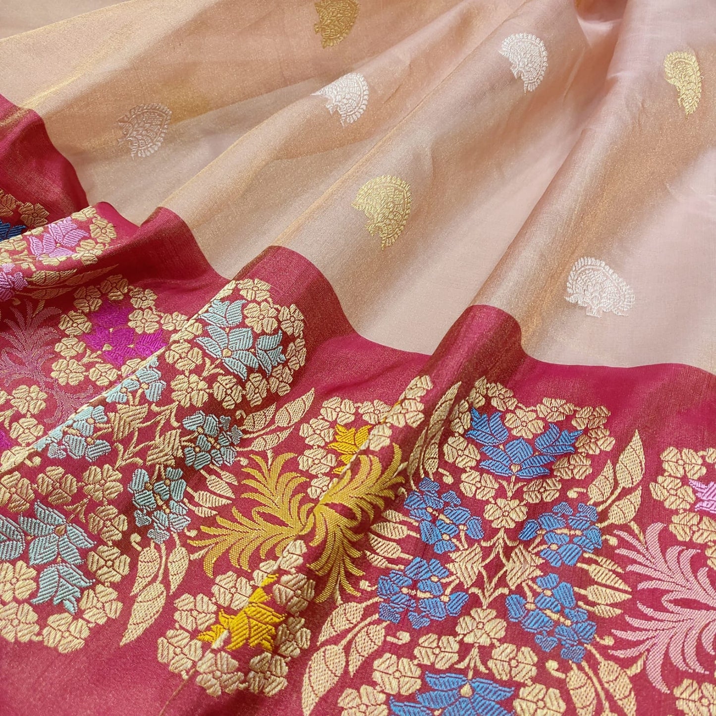 Razi tissue handwoven kadwa saree - Saffronfashionindia