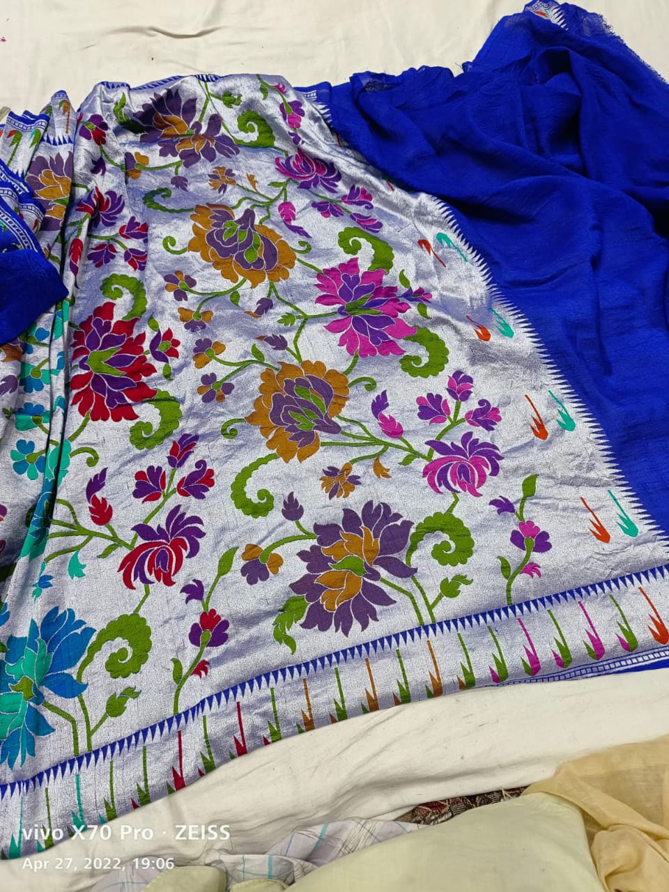 Tussar Khaddi Gorgette handloom saree Indian sari - Saffronfashionindia