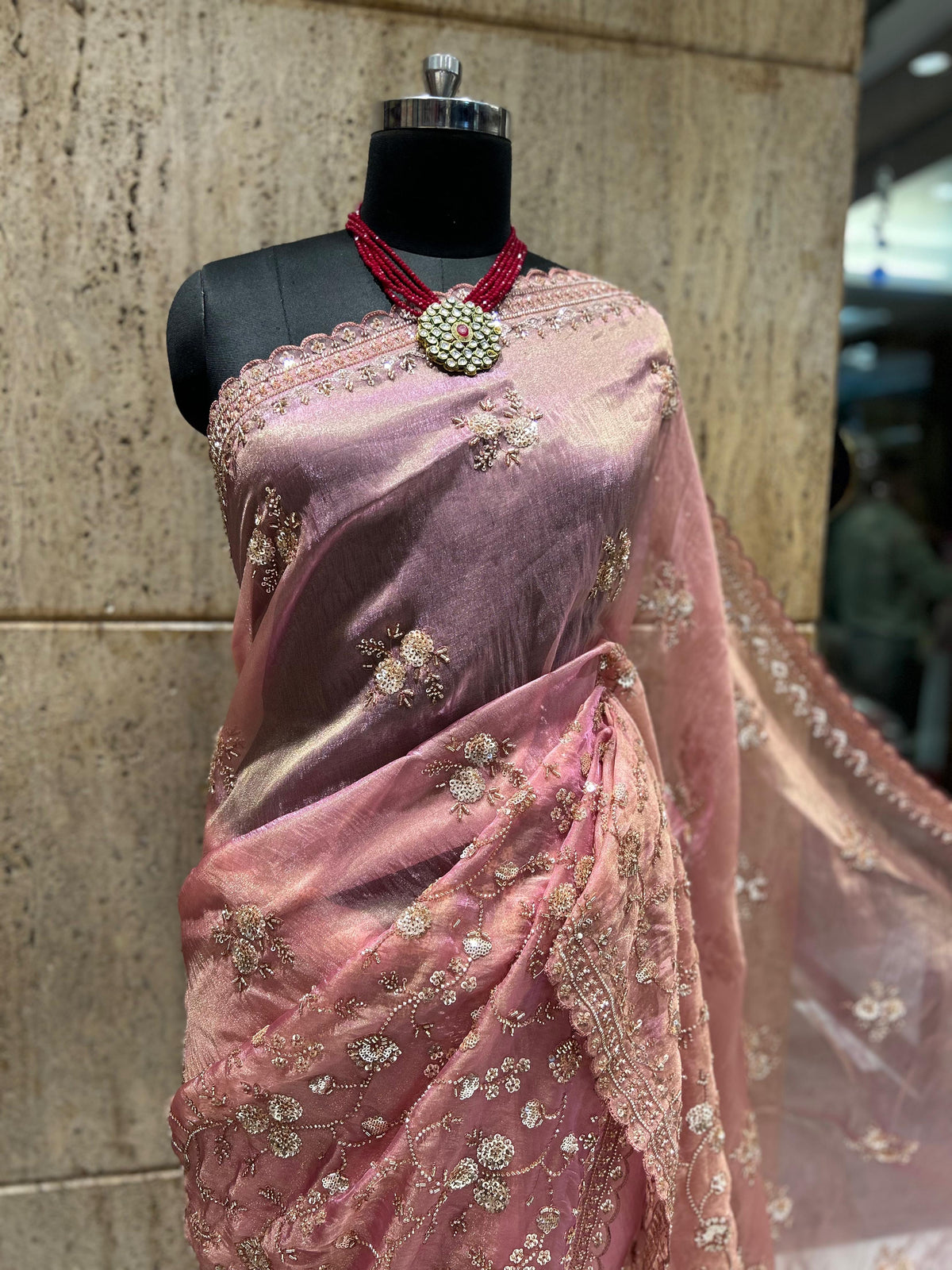 Elegant handwork saree floral sarees Indian sari blouse SaffronFashion