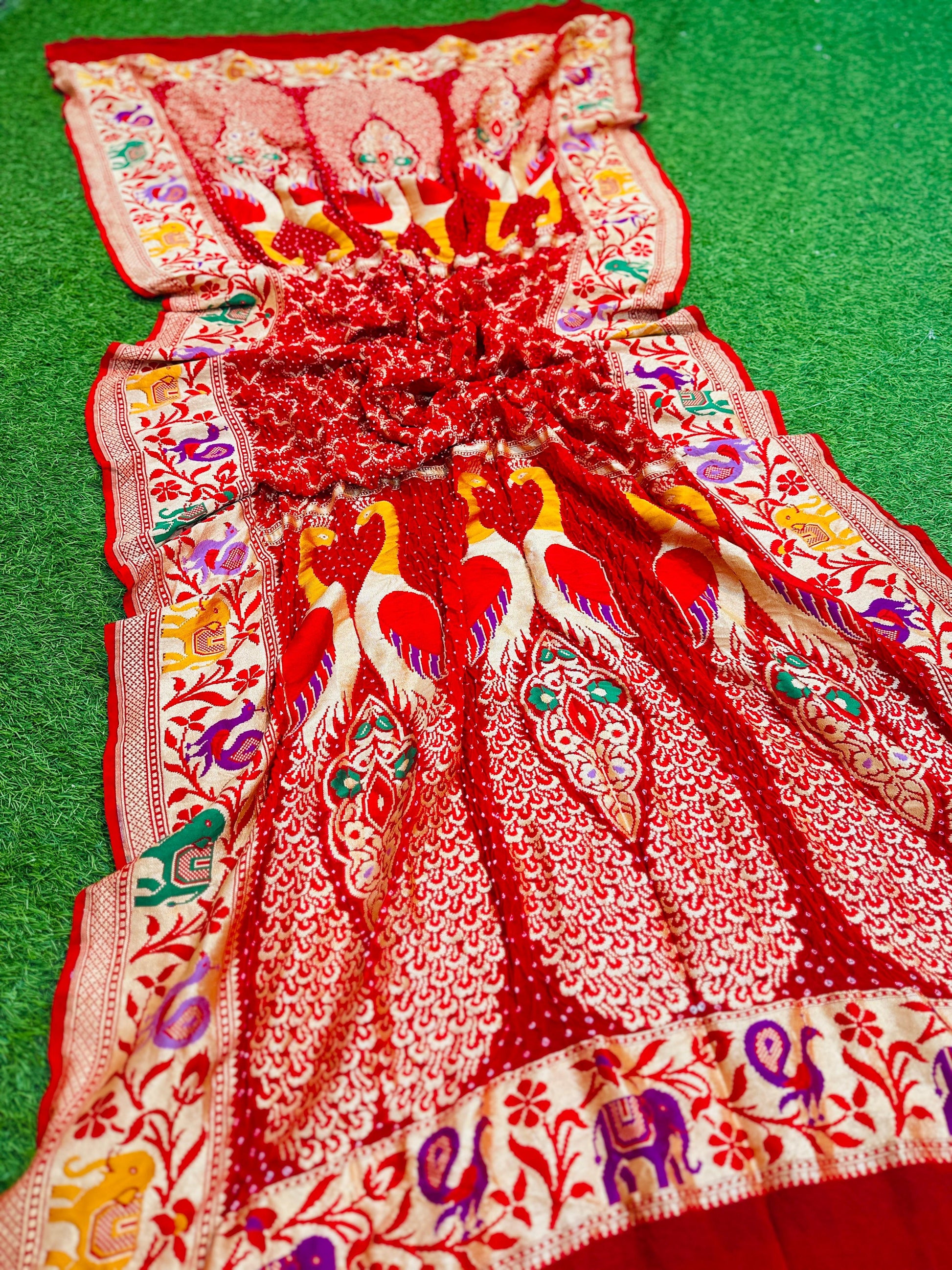 Red Banarsi dupatta Georgette Dupatta - Saffronfashionindia