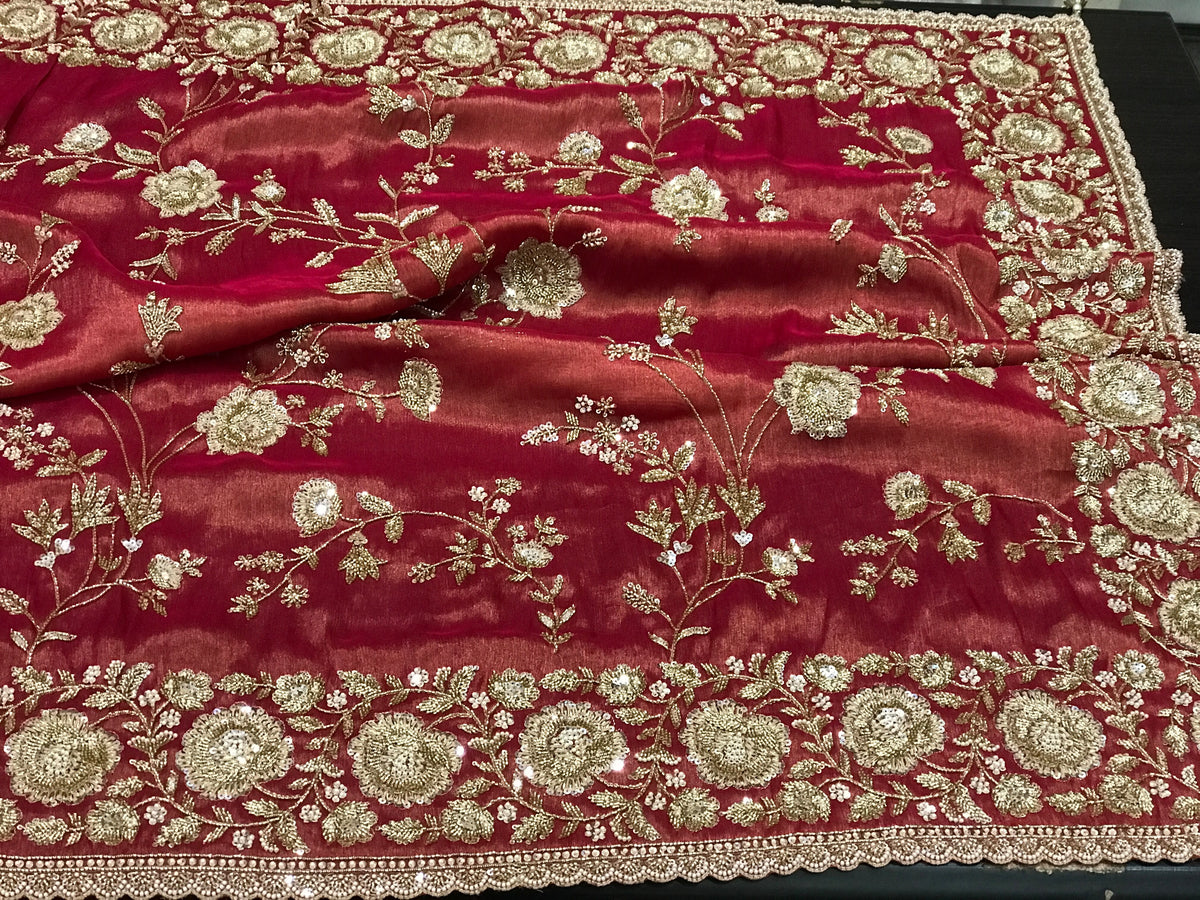 Designer silk Kanjeevaram saree wedding sari blouse Saffronfashionindia