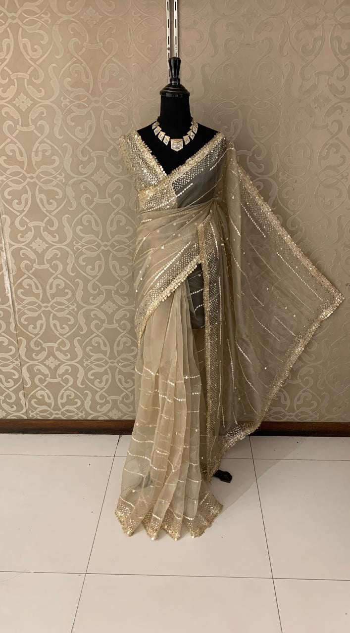 Inayat organza saree Partywear sarees beautiful sari - Saffronfashionindia