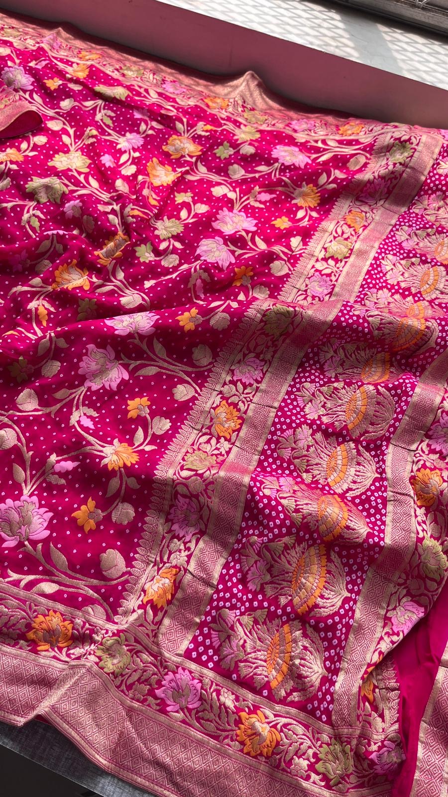 Khaddi Gorgette saree Indian saree blouse - Saffronfashionindia