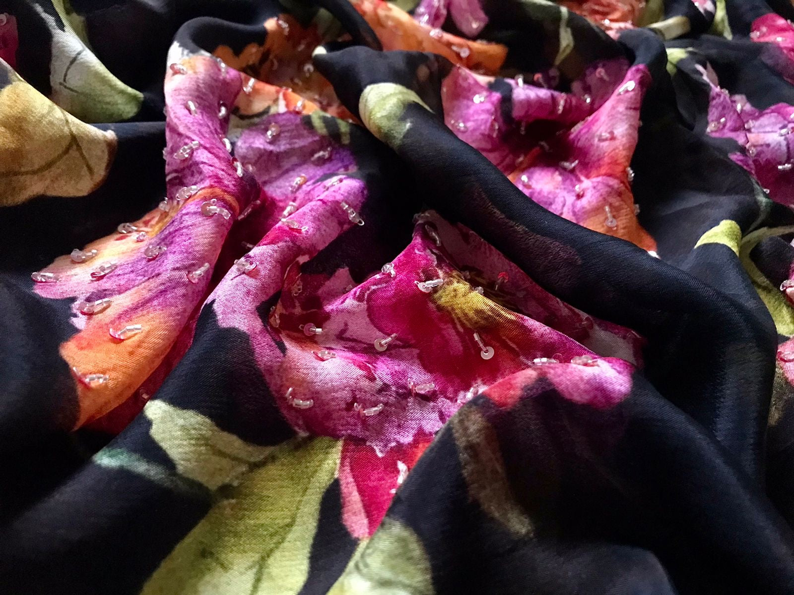 Floral saree black saree Partywear sari blouse women clothing Saffronfashionindia