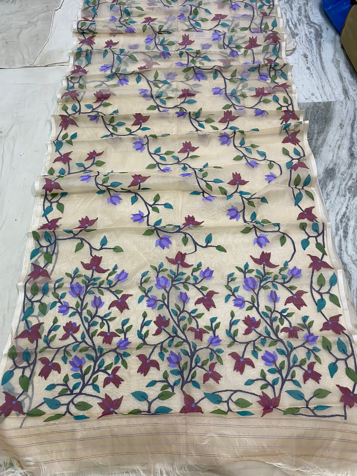 Malvika tantuj jamdani sarees handwoven saree - Saffronfashionindia