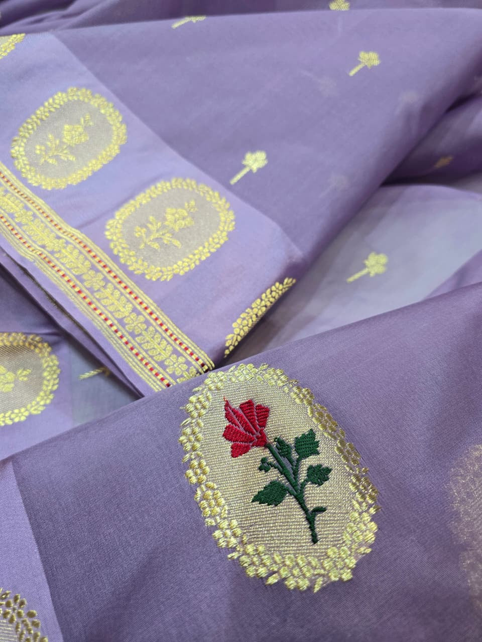 Lavender kadwa kora saree women sarees Indian saree blouse Saffronfashionindia