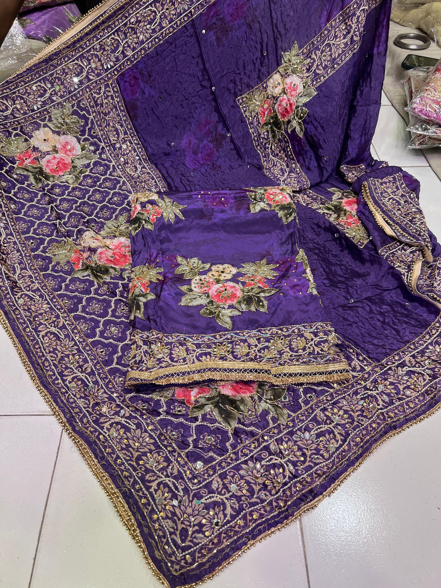 Riwaza crepe unstitched suit Punjabi Salwar suit - Saffronfashionindia