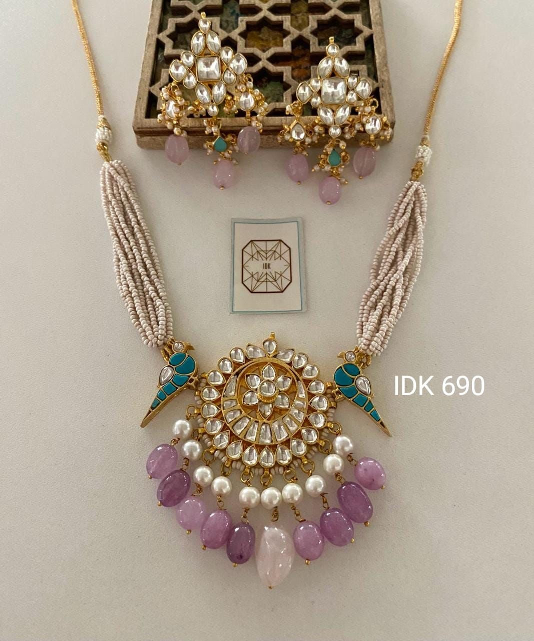 Peacock inspired necklace set pearl necklace - Saffronfashionindia