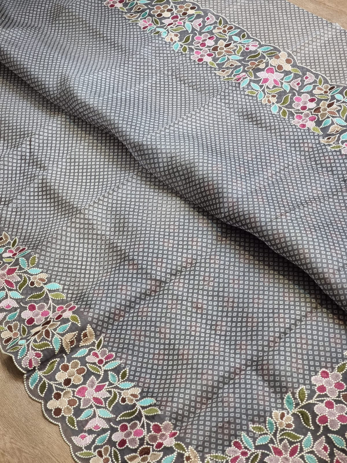 Multi bandhej printed inspired organza silk sarees - Saffronfashionindia