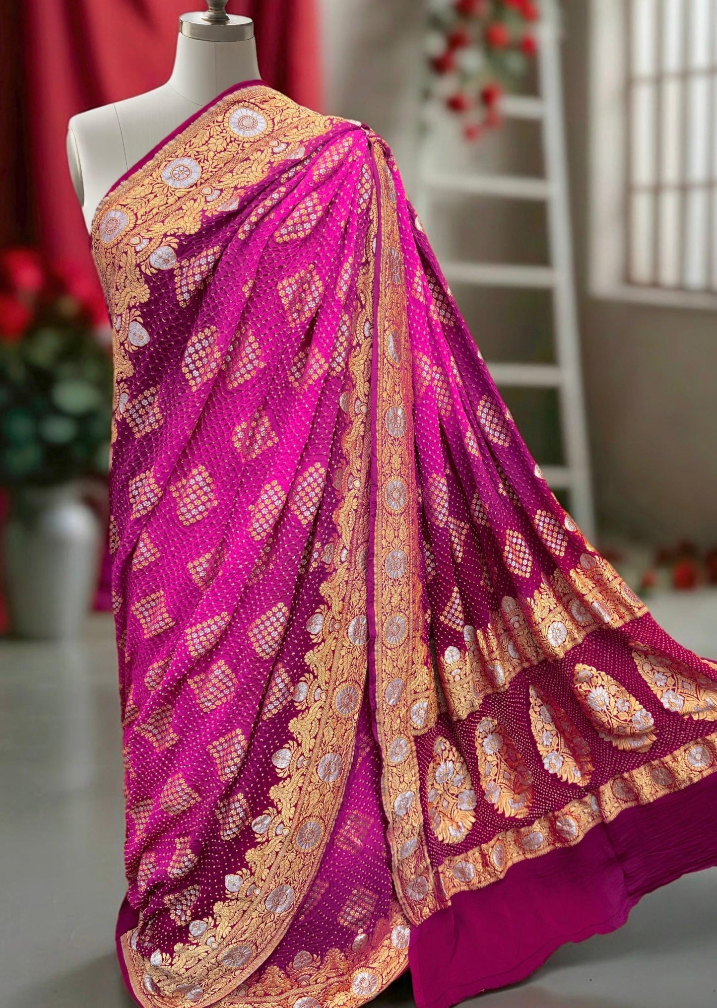Sona Rupa Banarsi saree khaddi gorgette saree Indian sari blouse SaffronFashion